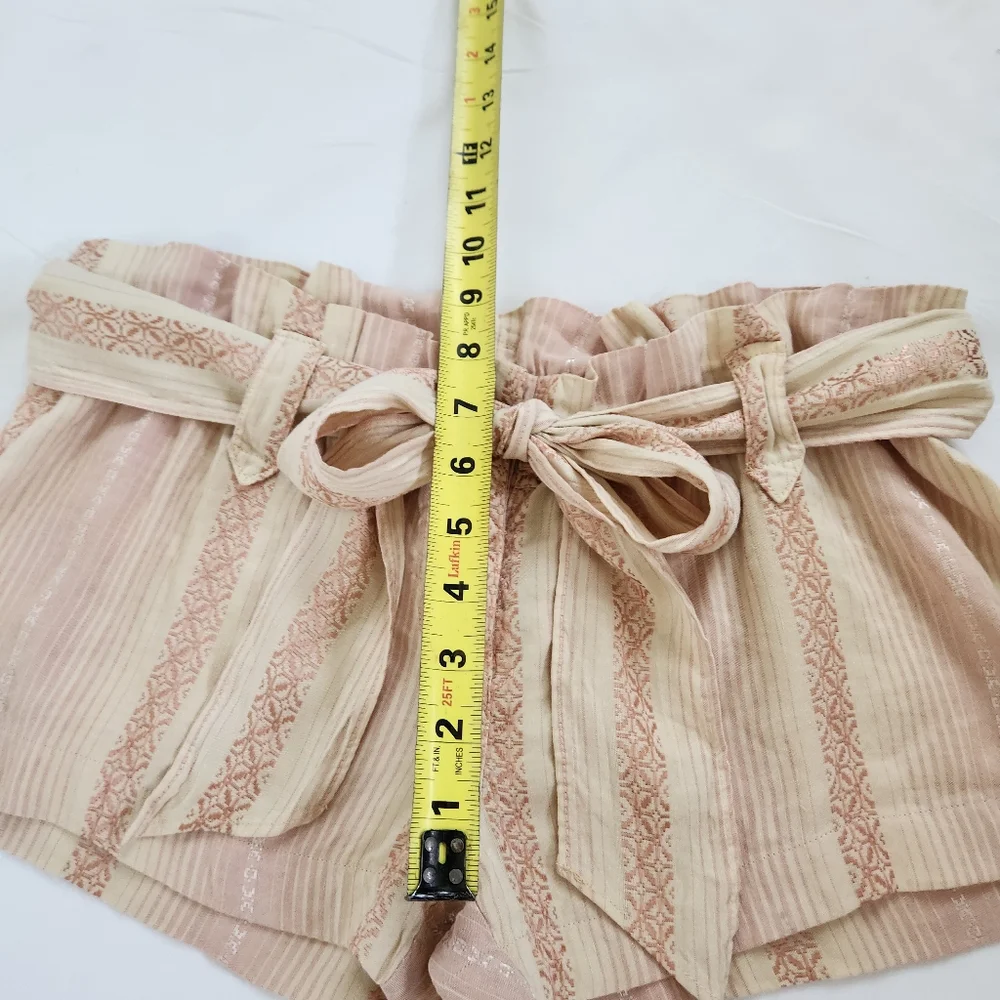 Juicy Couture Y2K Rare Authentic Paper Bag Shorts Petal Pink Cream Stripe Sash S